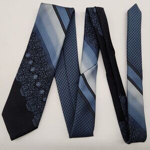 Necktie Stripe Floral Geometric Blue 3" W 54" L VTG Retro Champs Elysee